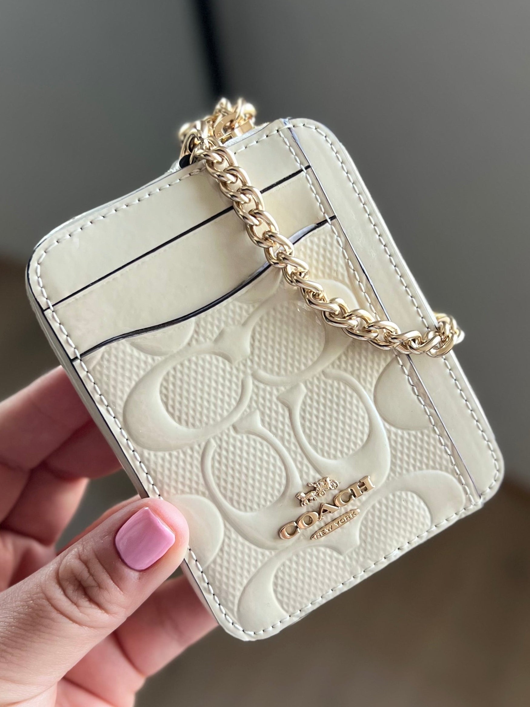 COACH Zip Card Case In Signature Leather With Heart Charm