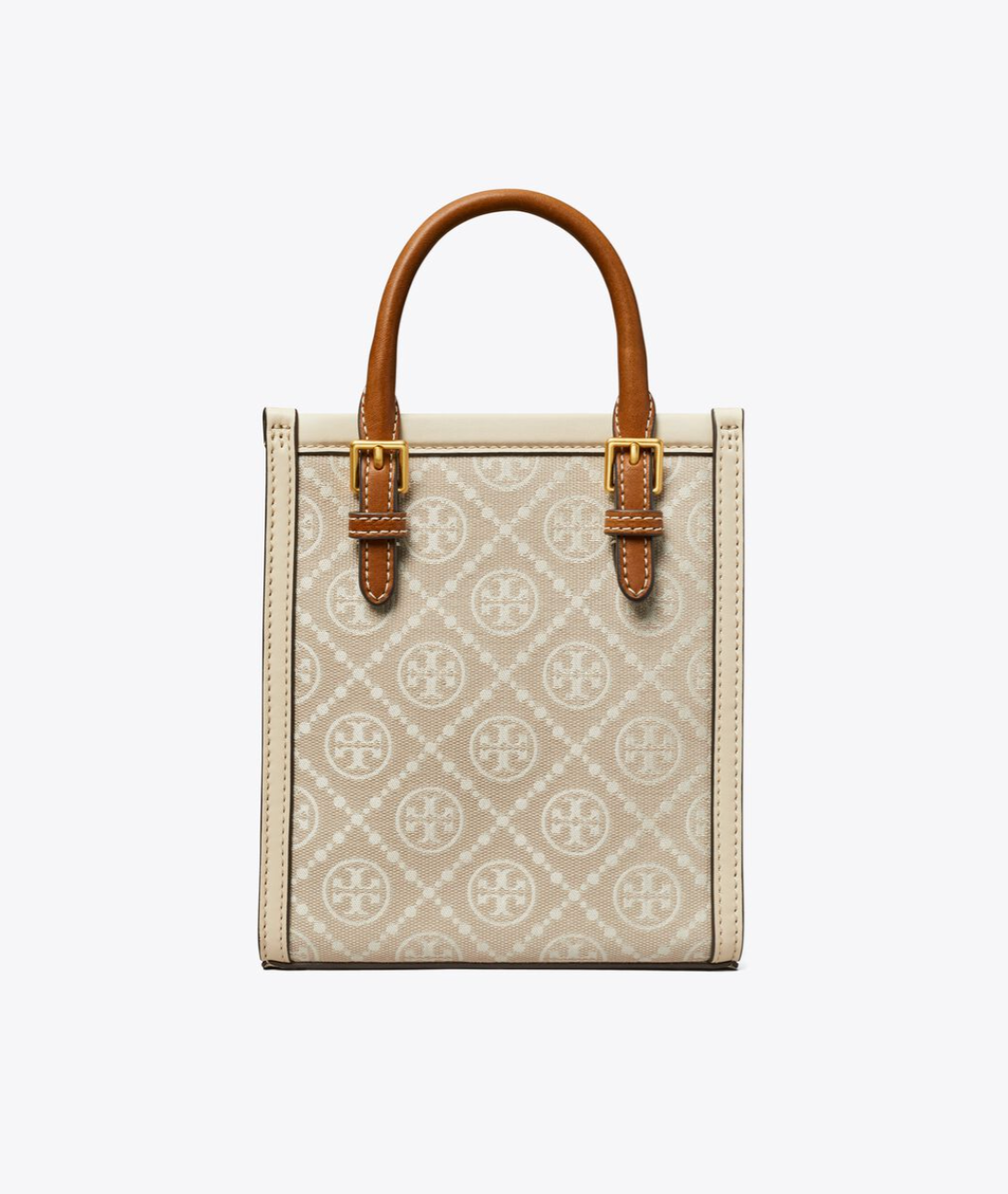 TORY BURCH T Monogram Mini Tote Almond White