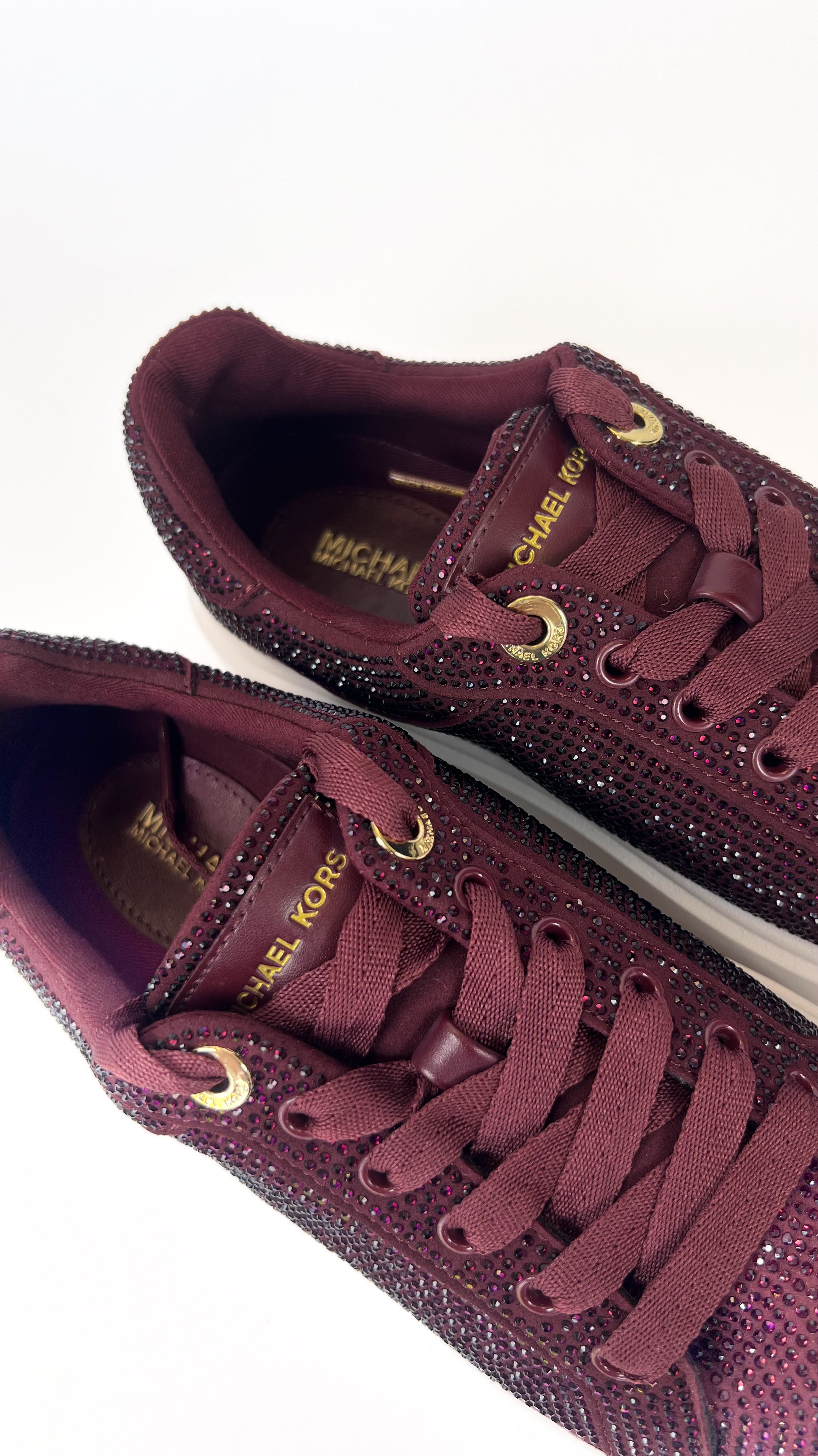 Michael Kors Romey Lace Up Hot Fix Stones Oxblood