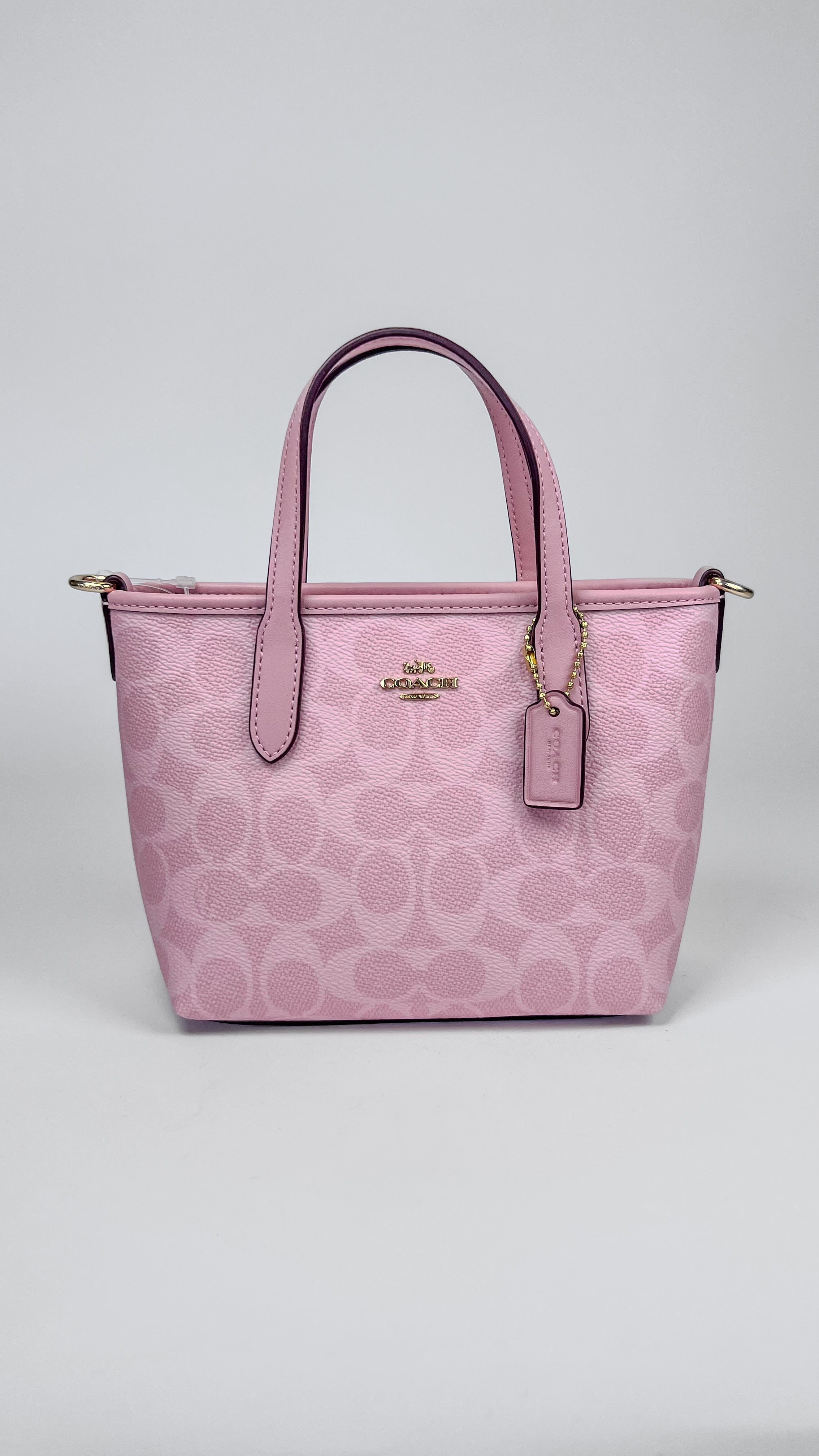 Coach City Mini Tote Bag In Signature Canvas Pink