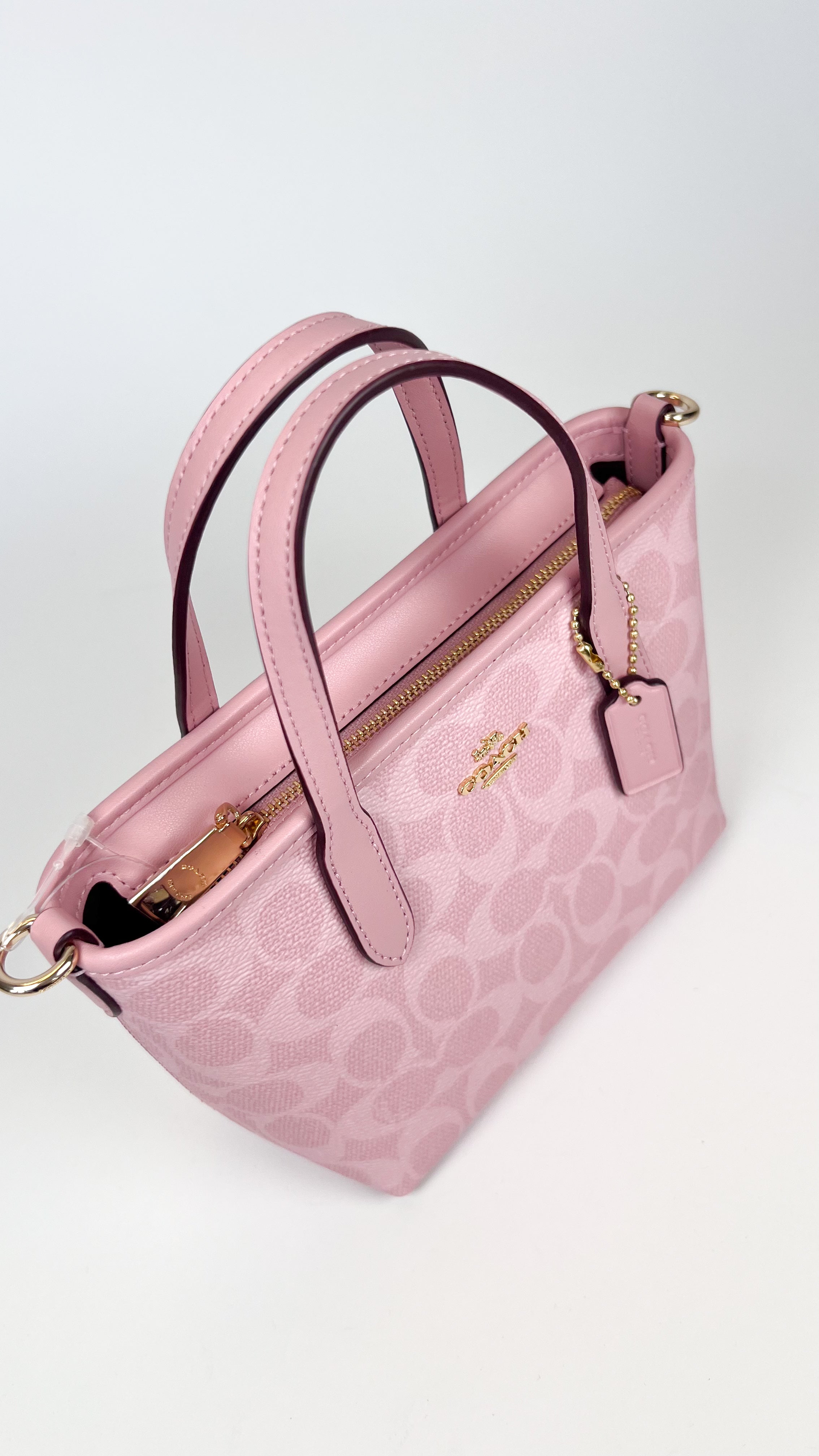 Coach City Mini Tote Bag In Signature Canvas Pink