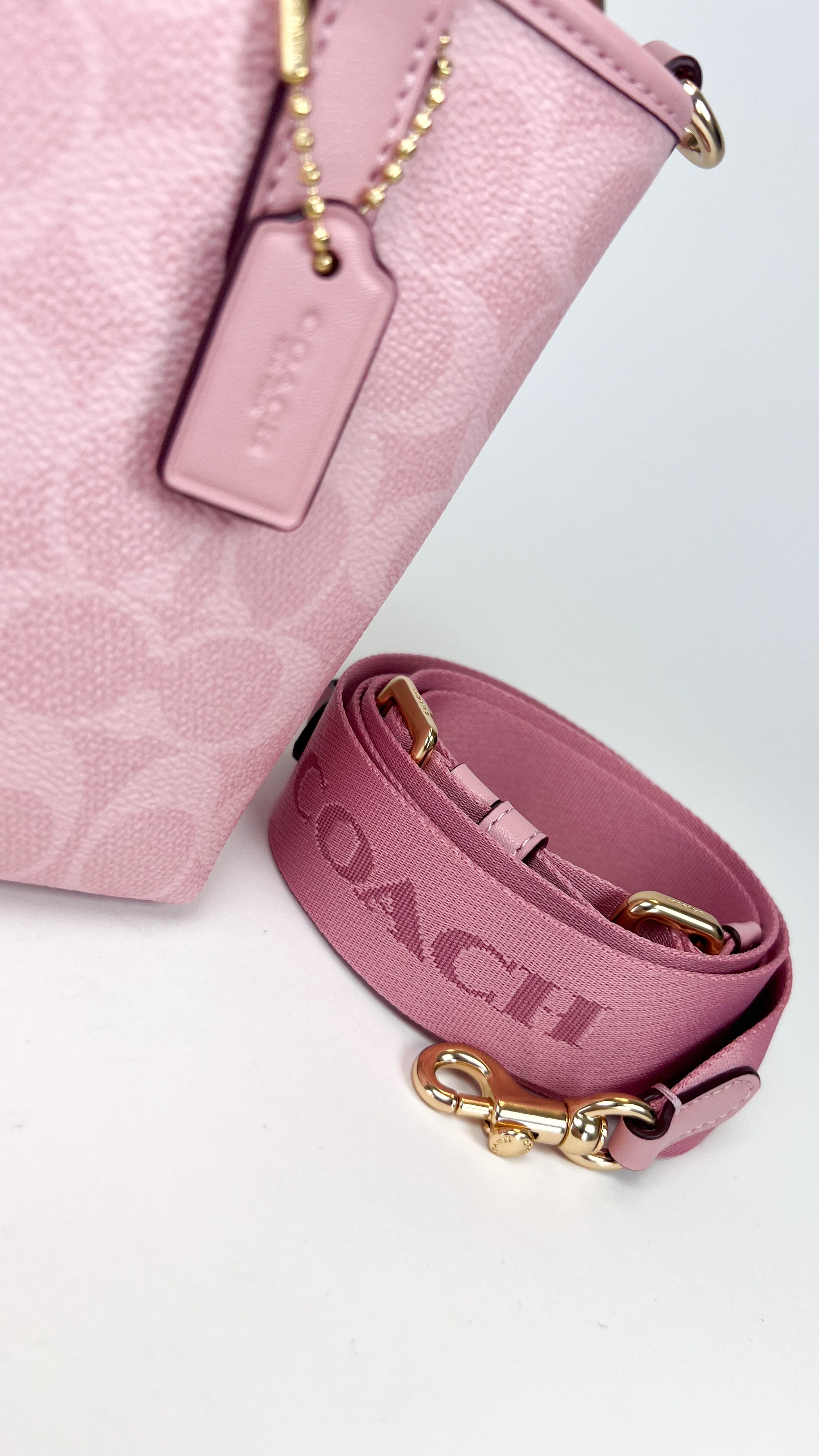 Coach City Mini Tote Bag In Signature Canvas Pink