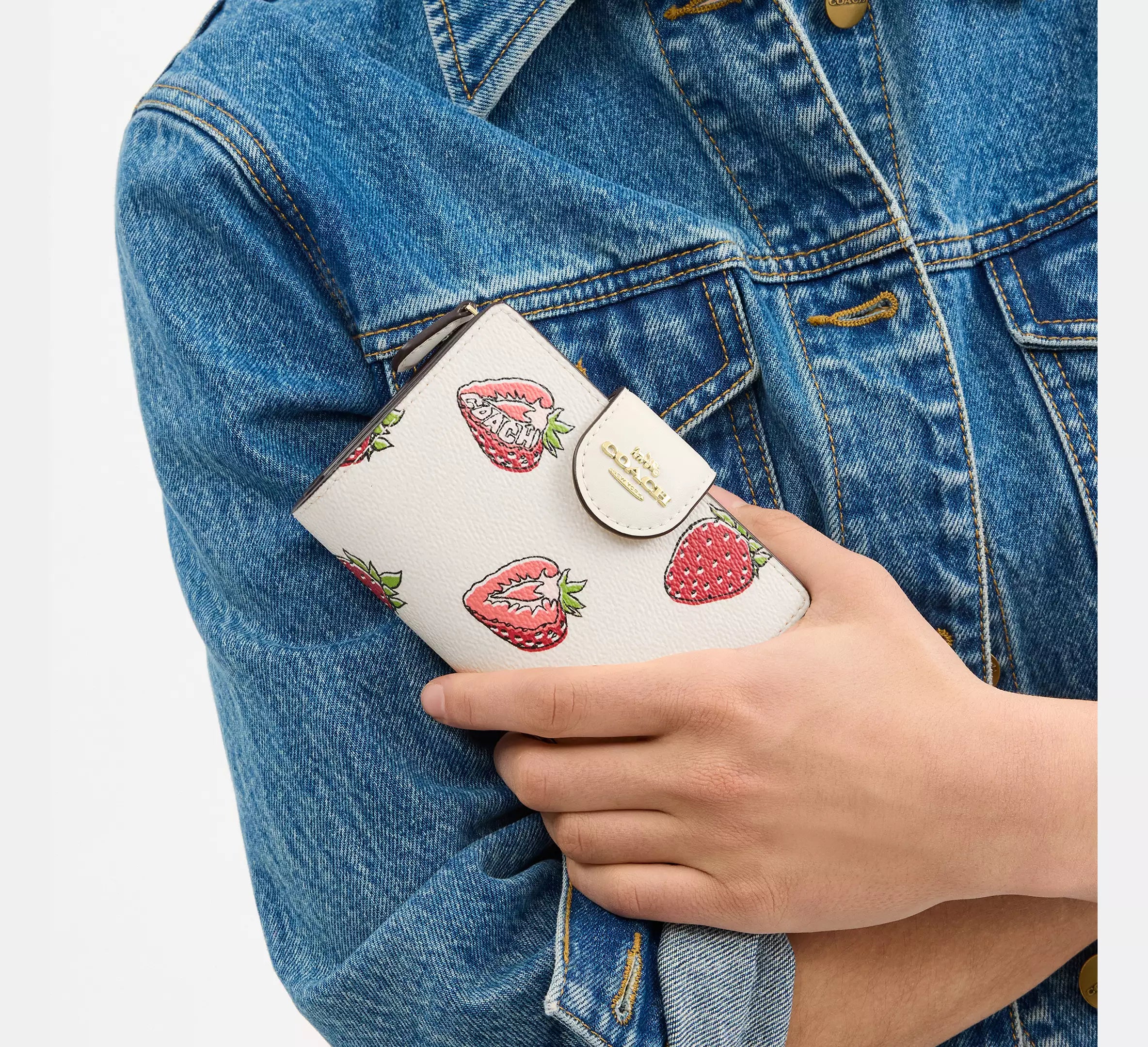 Medium Corner Zip Wallet With Strawberry Print